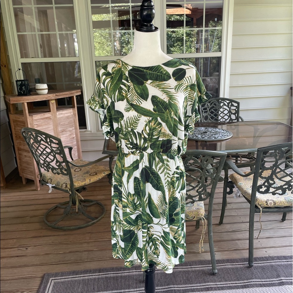 H&M leaf patterned dress